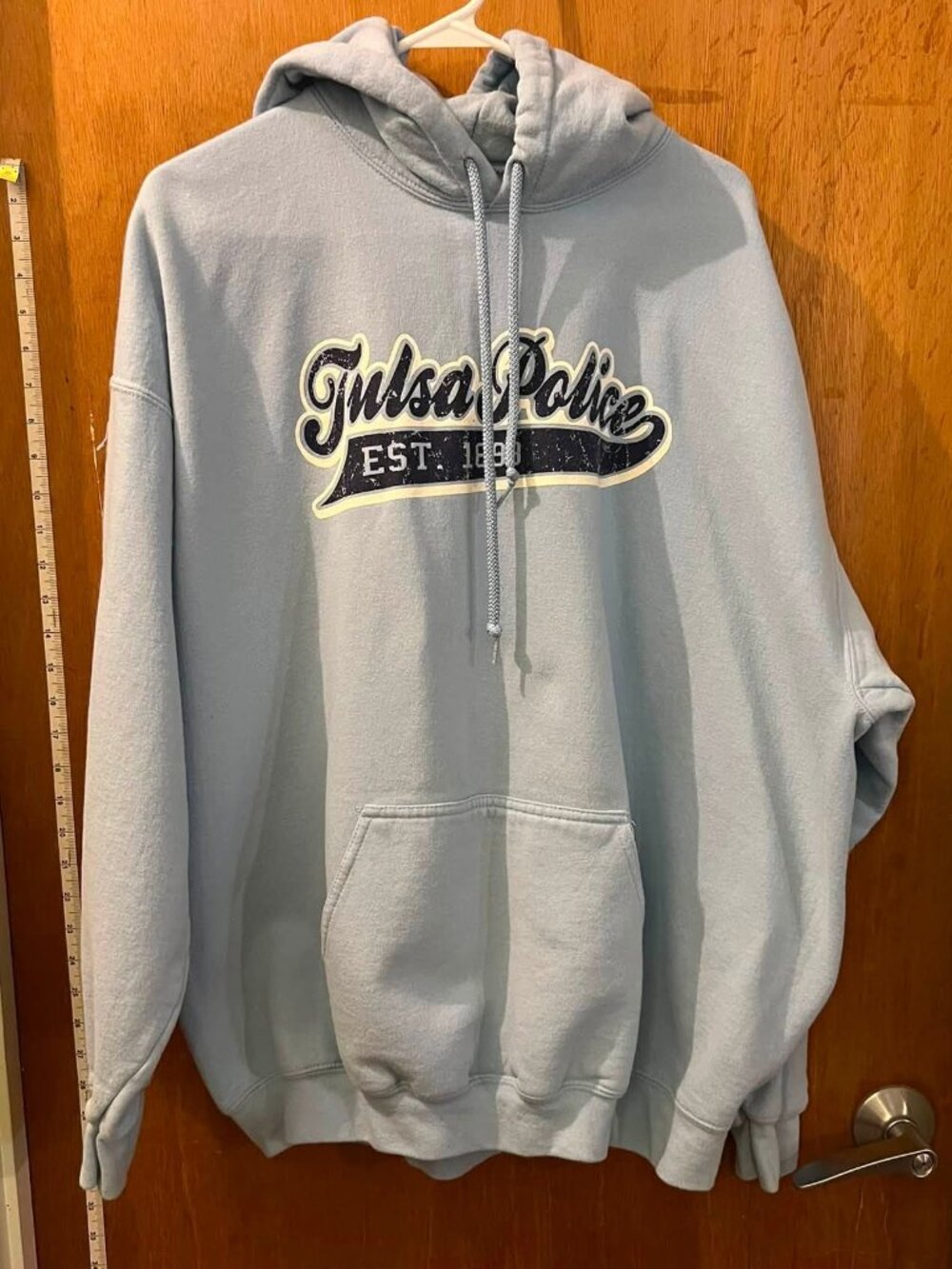 Size 2X - Tulsa Police - Light Blue Long Sleeve Pullover Hoodie